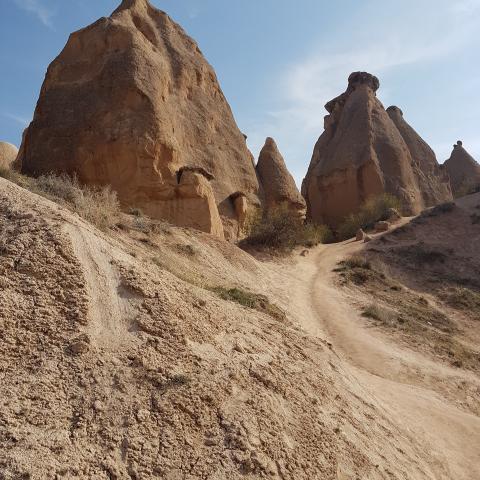 Beautiful views of the mountains in Cappadocia in Turkey 