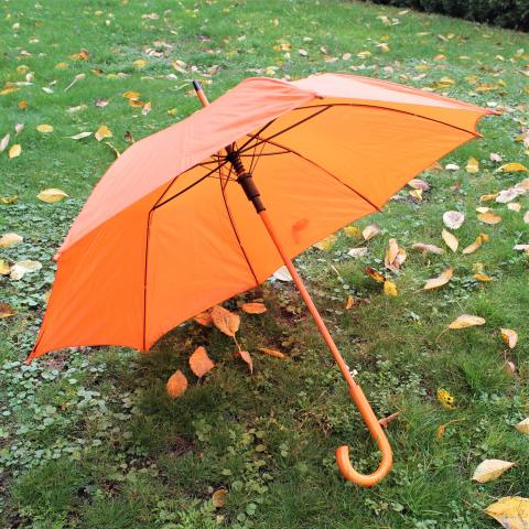 A lonely umbrella in the middle of meadow