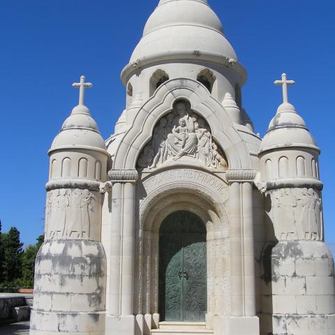 The Mausoleum of the Petrinovic family by sculptor Toma Rosandic in Supetar on the island of Brac Dalmatia Croatia 