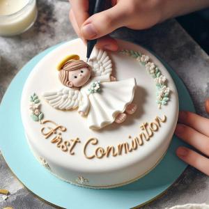 How do you make a First Holy Communion cake with an angel on it?