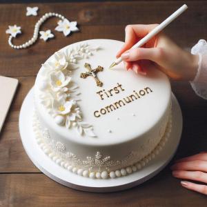 How do you make a First Holy Communion cake with a cross on it